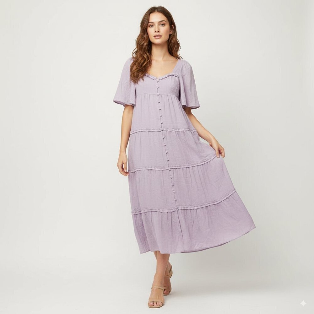 Sancia Harlow Cottagecore Maxi Dress in Wisteria Purple Size Small NWT